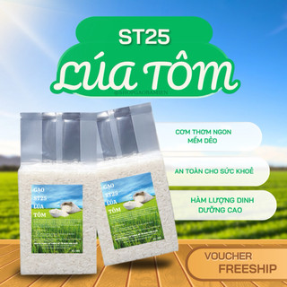   HOA TỐC  1 GẠO ST25 LÚA TÔM CAO CẤP GẠO THƠM HỮU CƠ - TÚI 2KG HÚT CHÂN KHÔNG  Bọc 2 lớp  