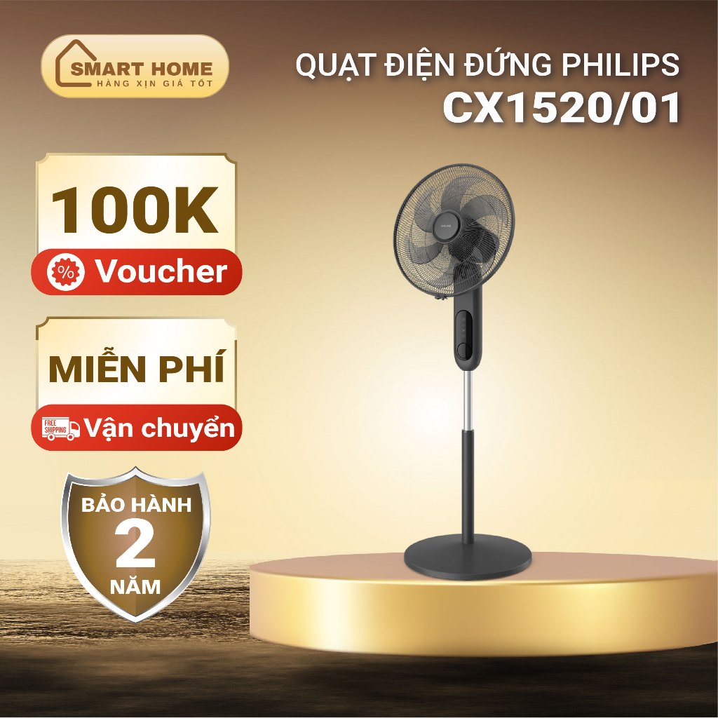 Quạt điện đứng Philips CX1520/01 màu đen | Hàng chính hãng | Bảo hành 2 năm toàn quốc