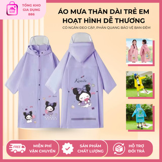  Áo Mưa Thân Dài Trẻ Em Có Ngăn Đeo Cặp Phản Quang Bảo Vệ Hoạt Hình Dễ Thương Form Rộng Cho Bé Trai Bé Gái 