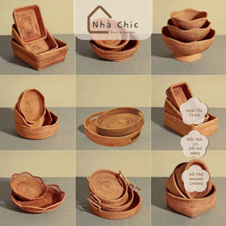  Rổ mây khay mây đựng đồ decor trang trí mây tre đan tự nhiên | Decor nhà Chic | 