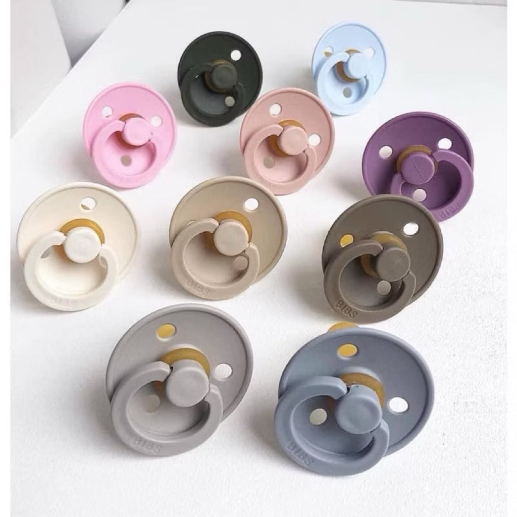 Ti Ngậm Giả Cho Bé BIBS Colour Đan Mạch Núm Tròn Chất Cao Su Siêu Mềm An Toàn Chính Hãng