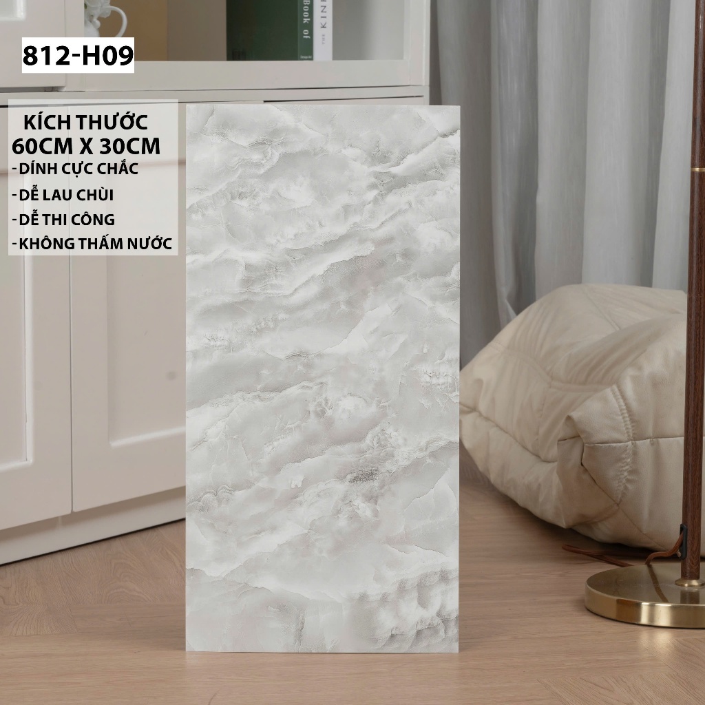 combo 50 tấm dán tường phủ nhựa PVC 3D Kích Thước 60 x 30 cm tráng nhôm mặt sau xốp dán tường pvc vâ