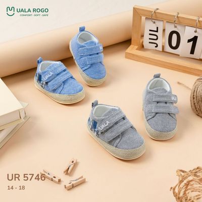 Giày tập đi cho bé Ualarogo đế cao su chống trượt an toàn quai dán điều chỉnh bảo vệ ngón chân 5746