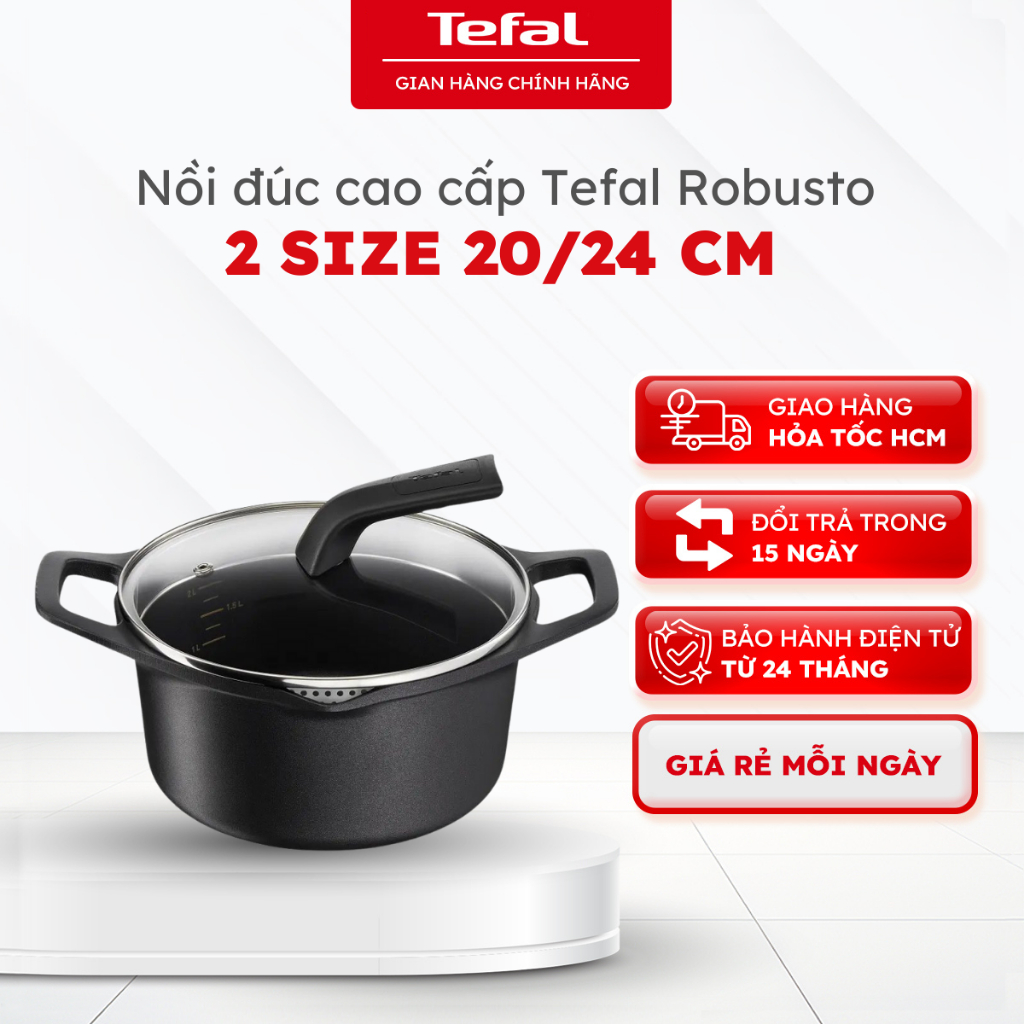 Nồi đúc cao cấp Tefal Robusto 2 size 20/24 cm| Chính hãng, bảo hành 24 tháng