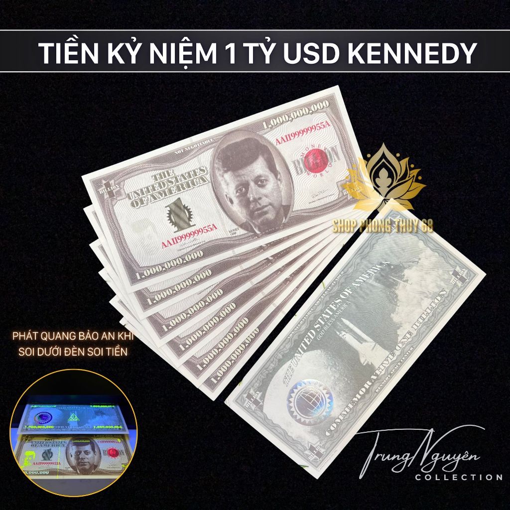 [Độc Lạ ] Combo 10 Tờ Tiền 1 Tỷ Đô Siêu Cấp Mỹ - Bảo An Chữ Nổi Và Phát Quang Chống Giả  Kỉ Niệm