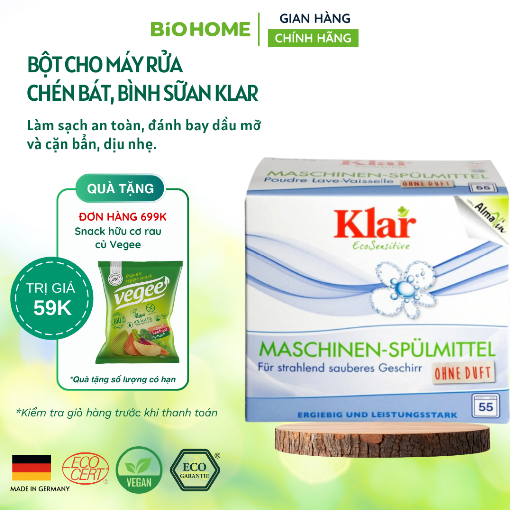 Bột cho máy rửa chén bát Klar và Etamine