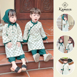  Áo dài Tết cho Bé Trai Áo dài cách tân Bé Gái KAMACA 1-8 tuổi họa tiết Indie Chất liệu đũi lụa 
