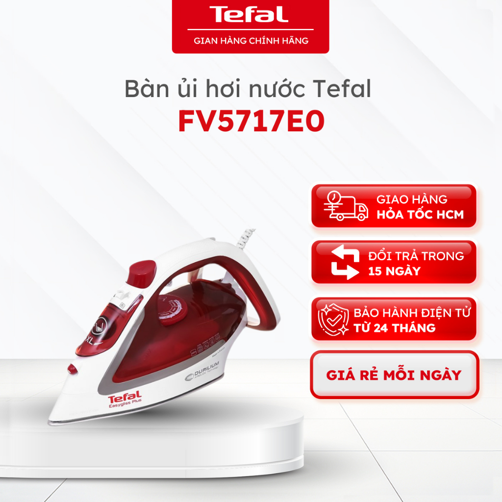 Bàn ủi hơi nước Tefal FV5717E0 - 2500W, 45g/p, Made in Pháp| Bảo hành 24 tháng