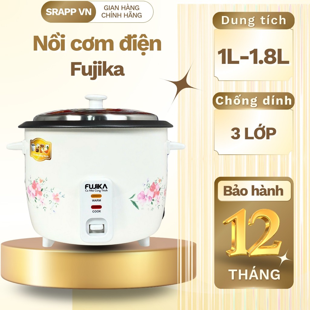 Nồi cơm điện nắp rời FUJIKA 1816 dung tích 1L-1,8L, chống dính 3 lớp cao cấp, bảo hành 12 tháng.