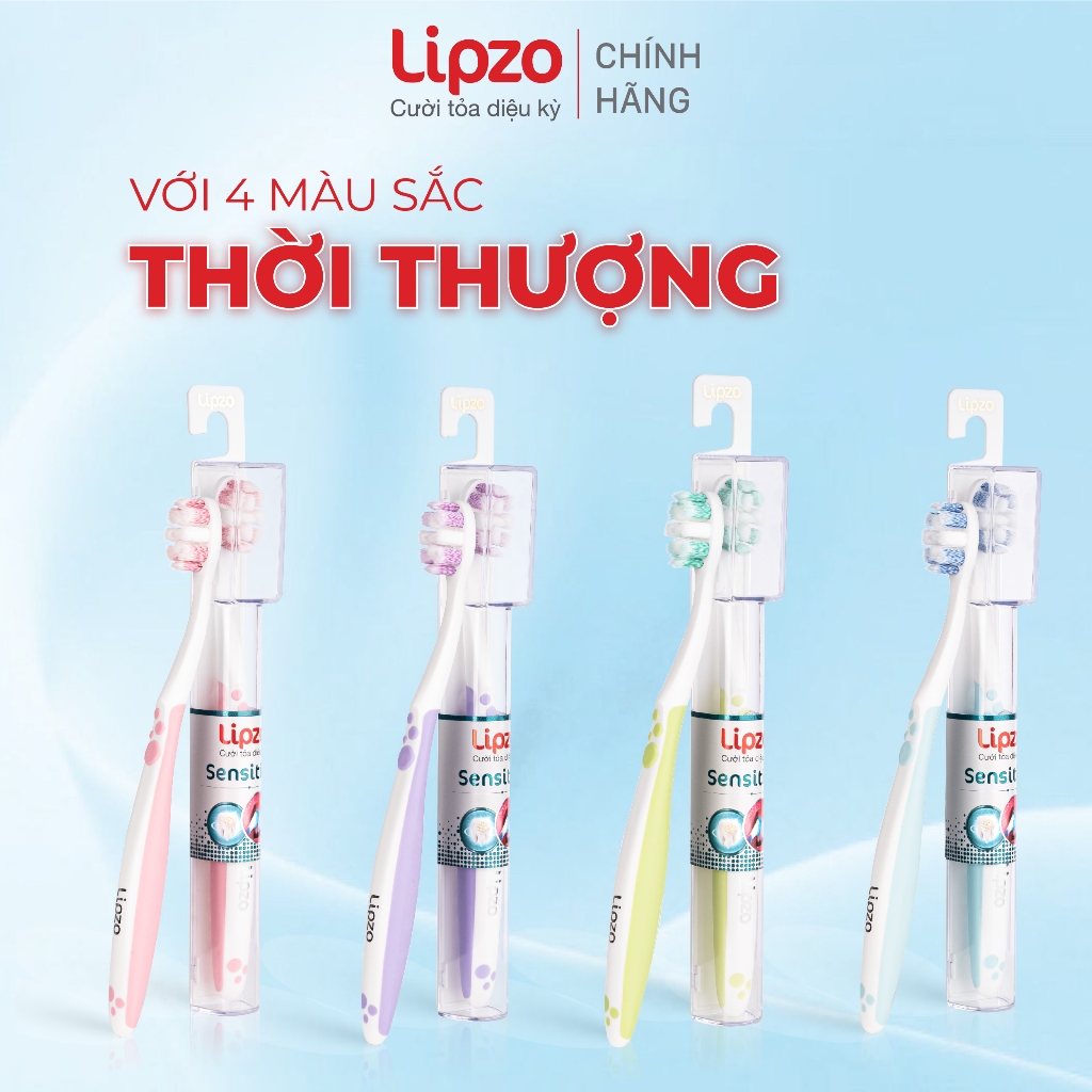 Bàn Chải Đánh Răng Lipzo Sensitive Cao Cấp, Chỉ Tơ Nha Khoa Kháng Khuẩn Cho Răng Nhạy Cảm, Nướu Yếu