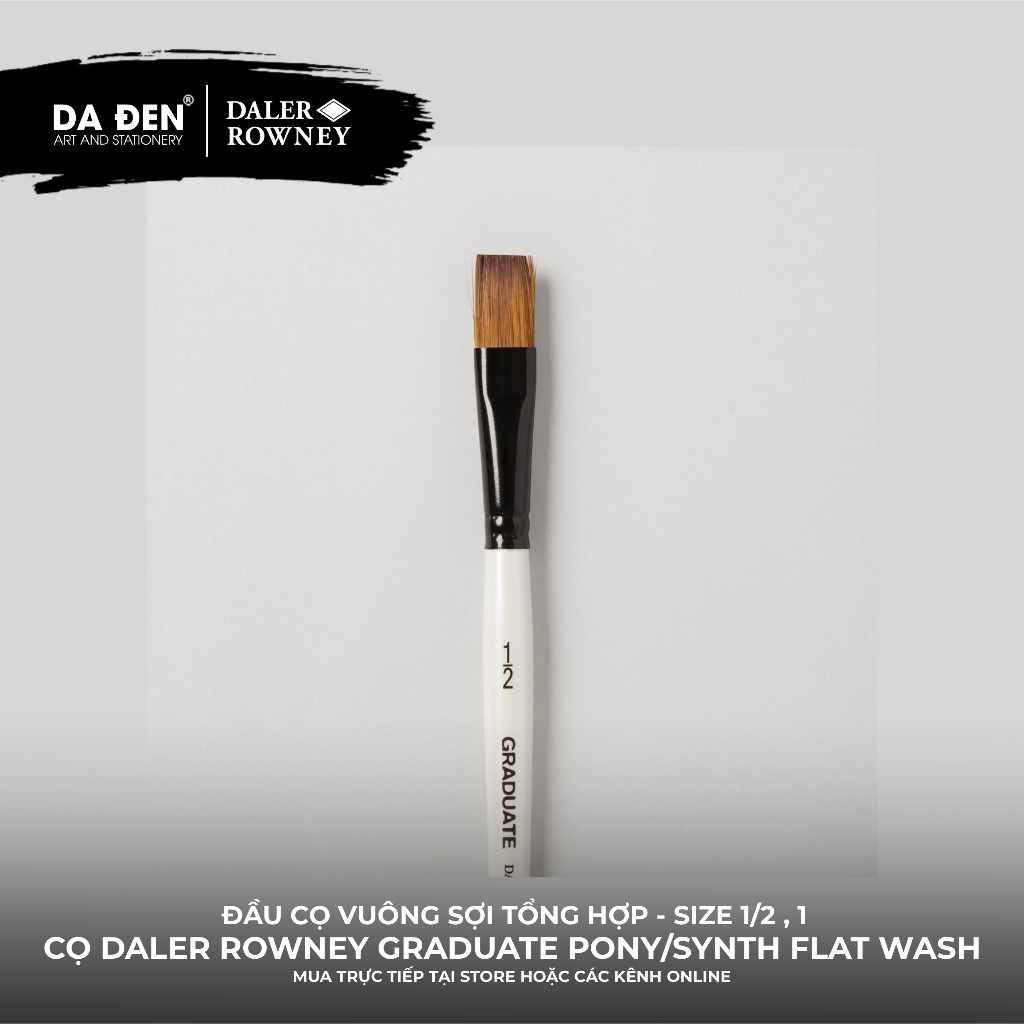 [DA ĐEN] Cọ Vuông Lông Dài Daler Rowney Graduate Pony Synthetic Flat Wash Brush