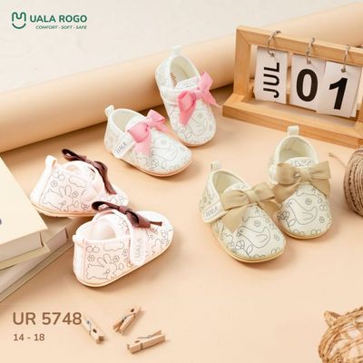 Giày tập đi cho bé Ualarogo đế cao su chống trượt an toàn quai dán điều chỉnh bảo vệ ngón chân 5748