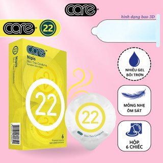 Bao Cao Su Siêu Mỏng CARE 22 Siêu Mỏng Nhiều Gel Bôi Trơn Kéo Dài Thời Gian,Gân Gai Truyền Nhiệt Tốt 