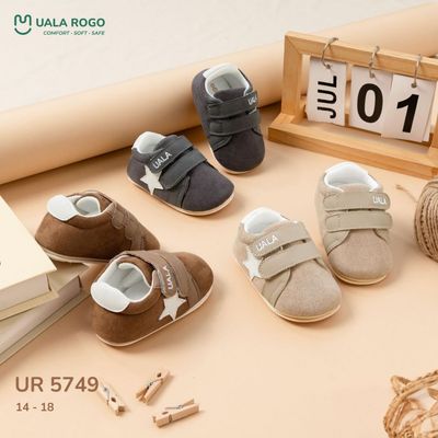 Giày tập đi cho bé Ualarogo đế cao su chống trượt an toàn quai dán điều chỉnh bảo vệ ngón chân 5749