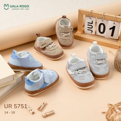 Giày tập đi cho bé Ualarogo đế cao su chống trượt an toàn quai dán điều chỉnh bảo vệ ngón chân 5751