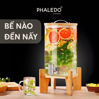 Bình Nước Thuỷ Tinh Borosilicate Cao Cấp Chịu Nhiệt Tốt Cho Nhà Hàng, Quán Ăn, Tiệc Tùng, Chân Đế Gỗ Tre - PHALEDO