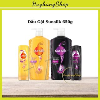 Dầu gội Sunsilk đen, vàng 650g mềm mượt diệu kỳ, óng mượt rạng ngời| Huyhangshop