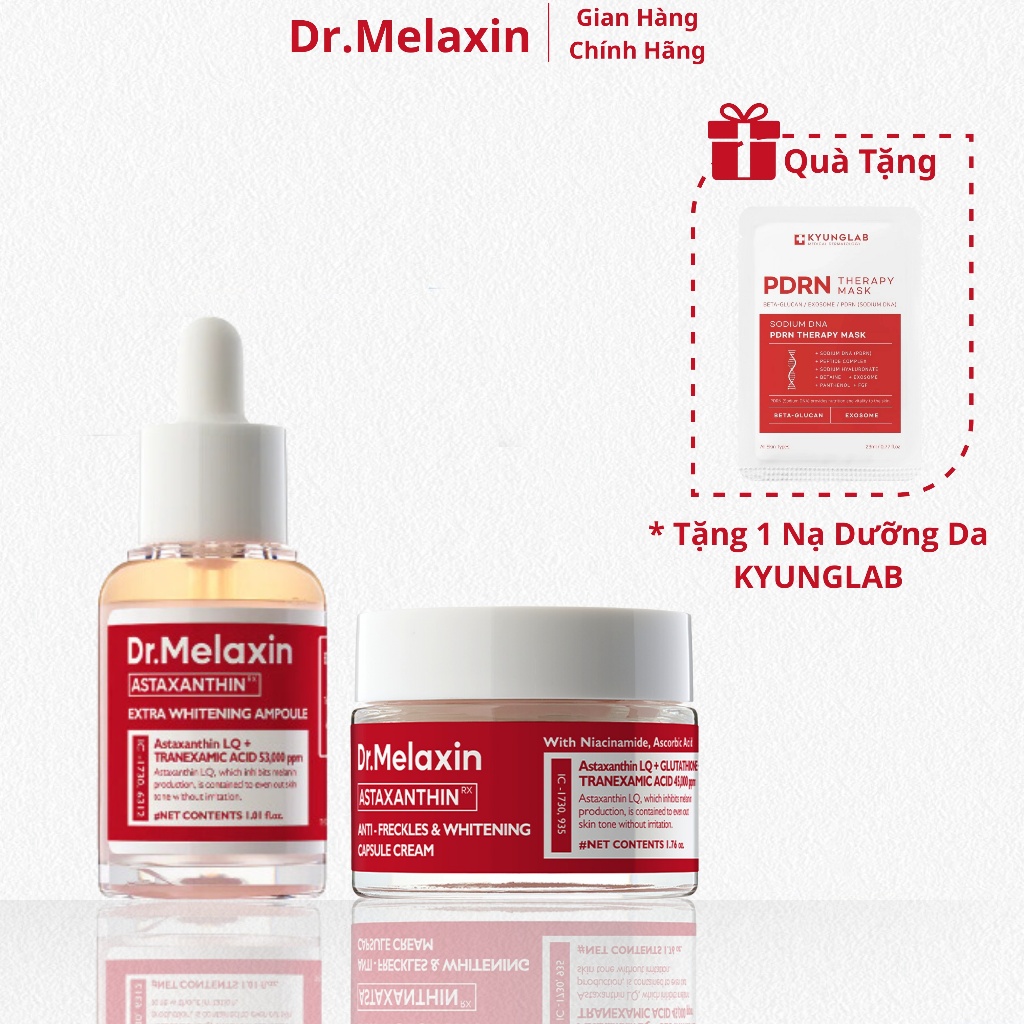  Dr Melaxin  Combo dưỡng trắng mờ thâm Astaxanthin ,Serum  Astaxanthin 30ml  Kem  Astaxanthin 50gr 