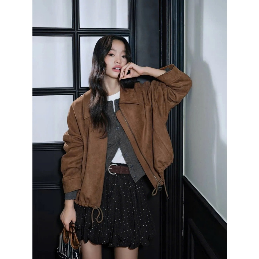 [SẴN L] Áo khoác da lộn cover Kuose