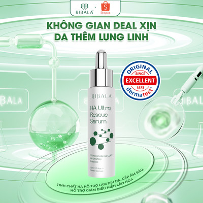 [30ml] Tinh chất Hyaluronic Acid Làm dịu mát da, cấp nước và hỗ trợ ngăn ngừa lão hoá - HA ULTRA RESCUE SERUM BIBALA