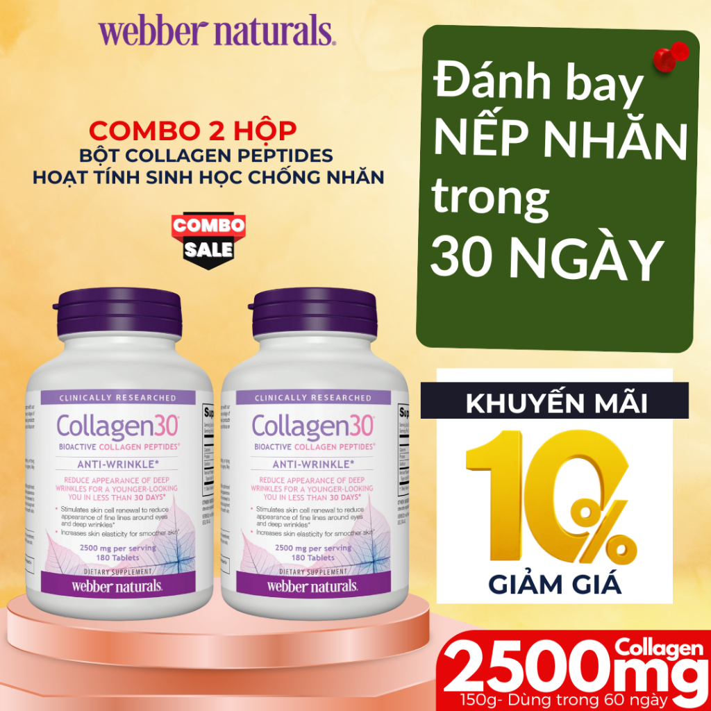 Webber Naturals Collagen30 Anti-Wrinkle 2500mg Webber Natural - Combo 2 hộp