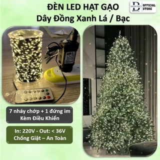 Đèn Led Trang Trí Hạt Gạo Chống Nước Dây Đồng Xanh Lá  20m 50m 100m USB pin Fairy Light Quấn Cây Thông Xương Cá
