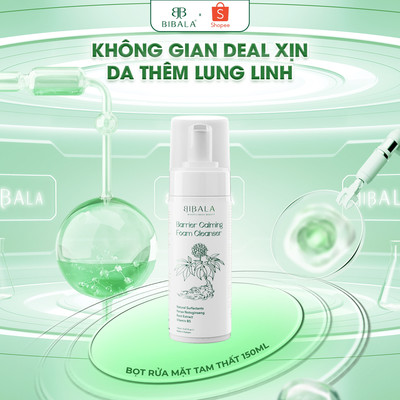 Bọt rửa mặt chiết xuất Tam Thất sạch sâu, giảm viêm và làm dịu BARRIER CALMING FOAM CLEANSER BIBALA 150ML