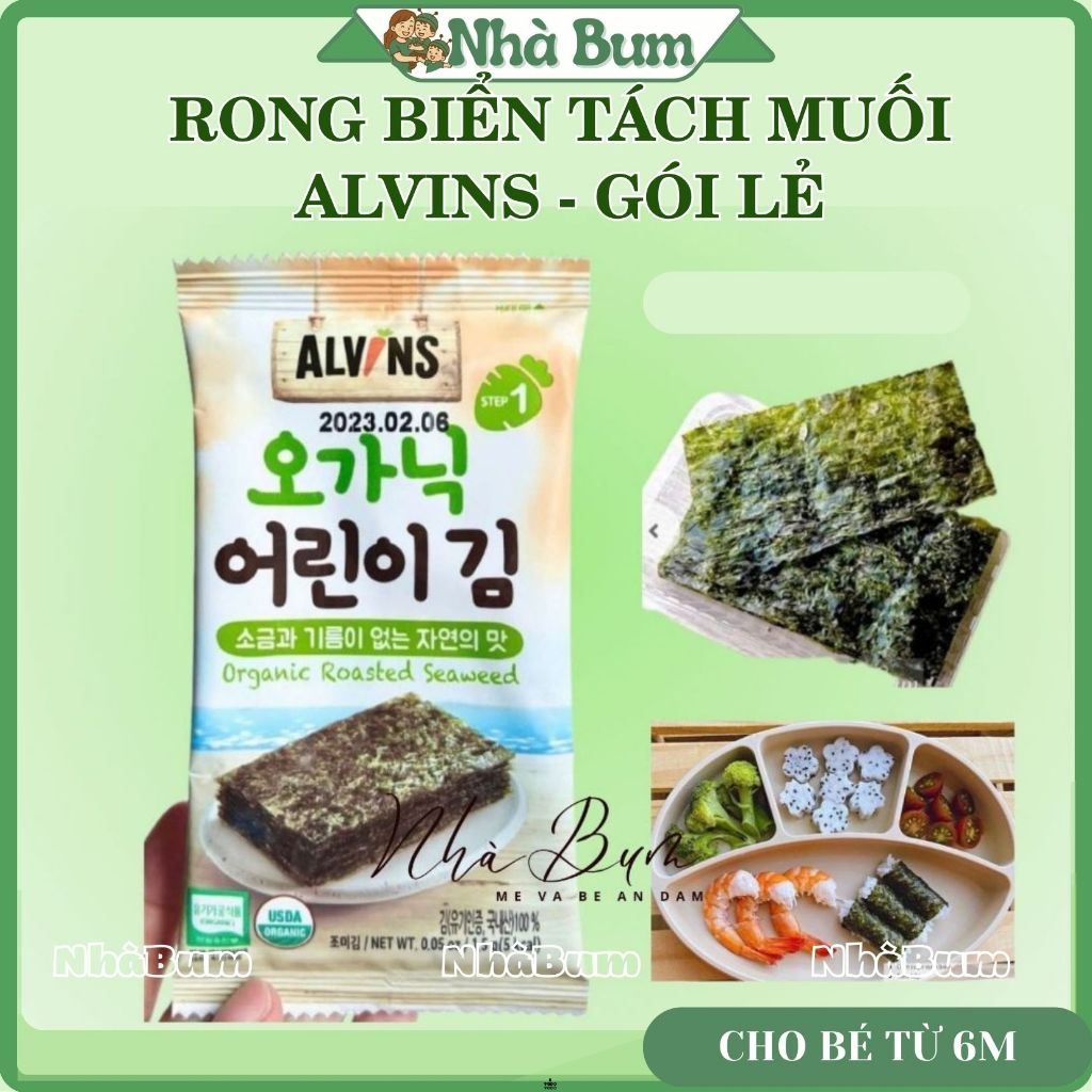 [Date 10/2026] Rong biển tách muối hữu cơ Alvins LINK GÓI LẺ