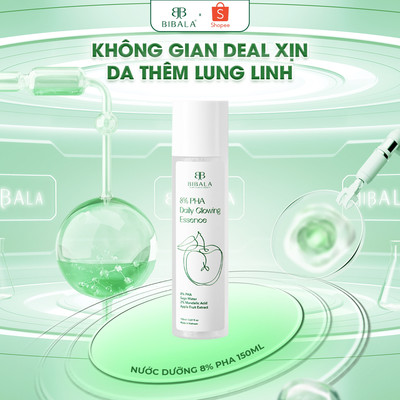 8% PHA Daily Glowing Essence 150 ml - Nước dưỡng sáng, tẩy TBC, ngừa mụn cho da Bibala