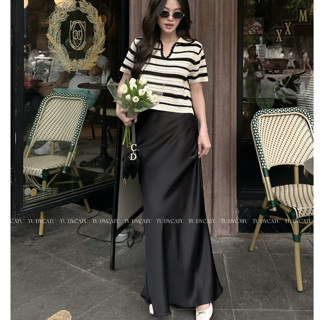 TUBYCATU | Chân váy dài satin màu nude/ đen/ đỏ