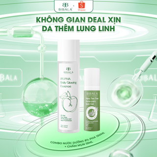Bộ đôi Nước dưỡng 8% PHA 8% PHA DAILY GLOWING ESSENCE 150ML + GEL chấm mụn Tràm Trà NANO TEA TREE ACNE-CARE SPOT GEL 15M