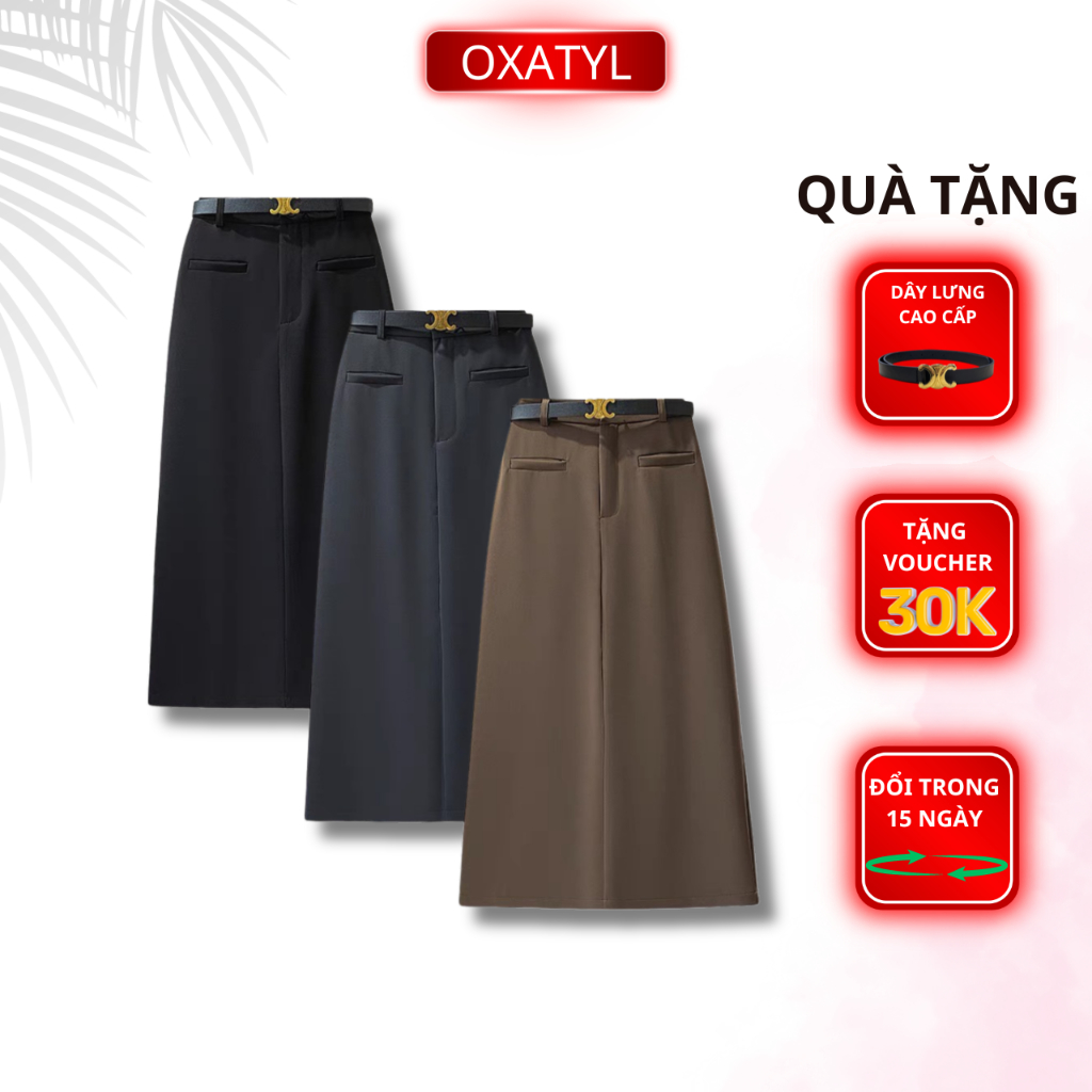 Chân váy xuông ép mùng cao cấp dài 80cm Oxatyl V56 Chân váy công sở dáng dài thanh lịch | BigBuy360 - bigbuy360.vn