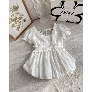  Áo Kiểu Nữ Trắng Bí Viền Bèo Anna - Nari Top 