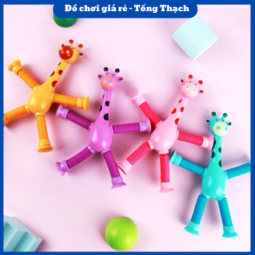 Đồ chơi lò xo hươu cao cổ, hươu cao cổ kéo dài có đèn LED cho bé