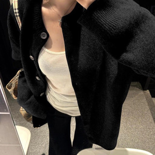 𝑶𝒏𝒊.𝑺𝒉𝒐𝒑_ Áo Cadigan Len 2 Màu Xám - Đen Form Rộng