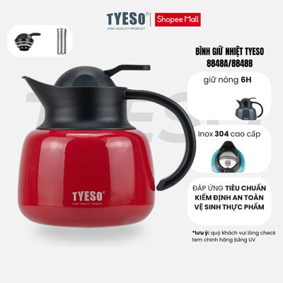 Ấm pha trà giữ nhiệt TYESO ủ nóng có lọc trà chuẩn INOX304 an toàn chính hãng 600-1000ml 8875-8877