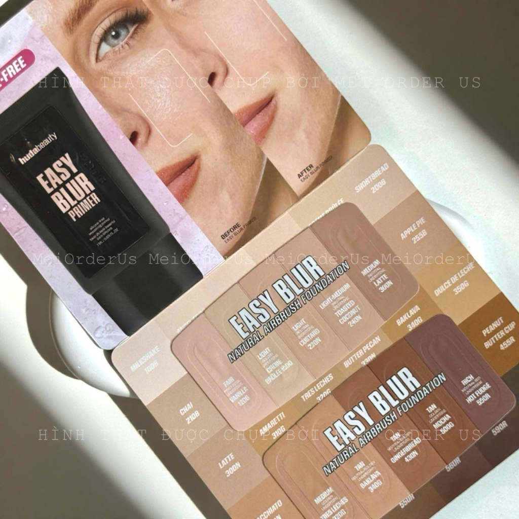 [Mẫu thử] Kem lót Huda Beauty Easy Blur Primer & Kem nền Huda Beauty Easy Blur Natural Airbrush Foun