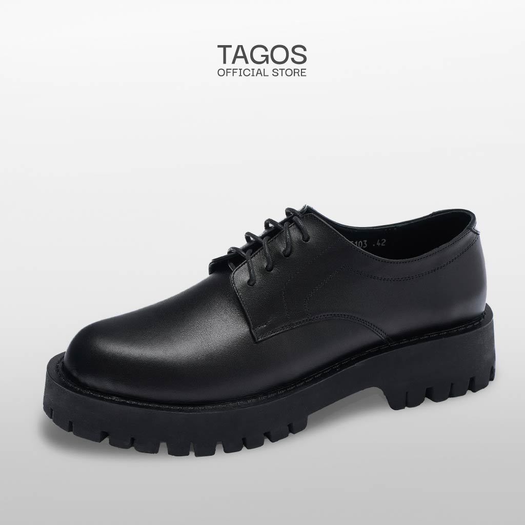 Giày Derby Nam Da Bò Tagos GNTA51-5103-D - Đế Chunky Dày, Form Tối Giản, Màu Đen Cá Tính