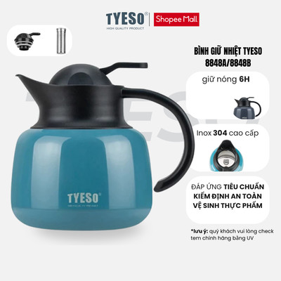 Ấm pha trà giữ nhiệt TYESO bình giữ nhiệt nóng lạnh 8h bình ủ trà nóng 1000ml có lọc trà chính hãng