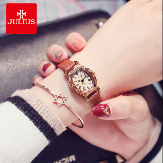 Đồng Hồ Nữ JA-544E Julius Hàn Quốc Dây Da (Nâu cafe)