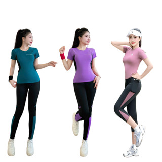   Tổng Hợp Mẫu Cộc Tay  Bộ Cộc Tay Kín Bụng Tập Gym Yoga Aerobic Đạp Xe Chạy Bộ Nữ Quần Dài Lửng D39 L01 BG03 