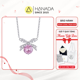 [QUÀ TẶNG 20/10]  Dây chuyền Bạc 925 Hanada Nơ Đính Đá - Đá Chủ 6 MM , Vòng Cổ Quà Tặng, Mang hằng ngày 2547