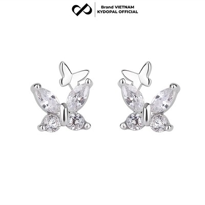 [HCM Hỏa Tốc] Bông tai bạc nữ KYDOPAL hồ điệp cá tính đôi đính đá tiểu thư, xinh xắn và thanh lịch - PAL9C8K16