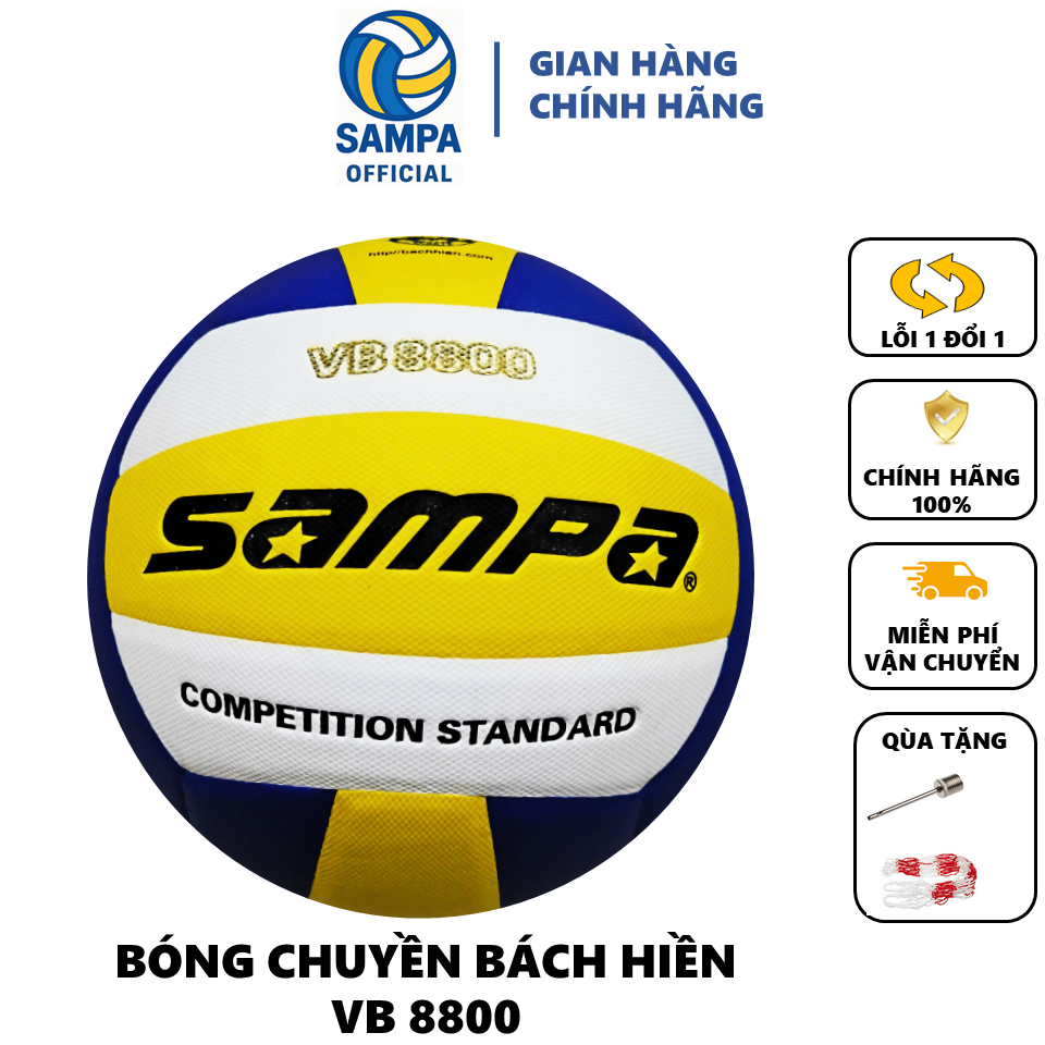 Bóng Chuyền SAMPA VB-8800 Chính Hãng DA PU Nhật Tổng Hợp (Tặng Kim + Lưới)