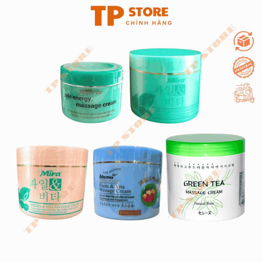 Kem Massage Mira AROMA Fruits Ngọc Bích Trà Xanh và Mira Fruits Tẩy Trang dưỡng da