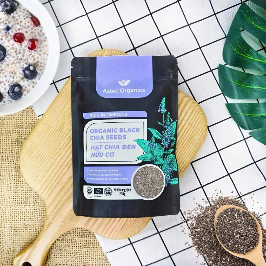 Hạt chia hữu cơ Aztec Organics/ Anbio. Giàu Omega3, hỗ trợ giảm cân, tốt cho tiêu hoá, cho người ăn 