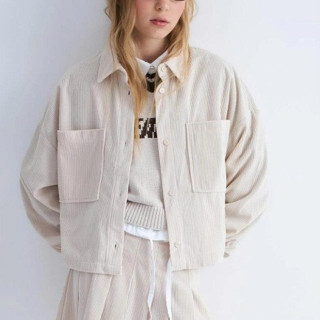 Áo sơ mi/ áo khoác nhung tay dài bé gái lớn có túi GJ xuất nga