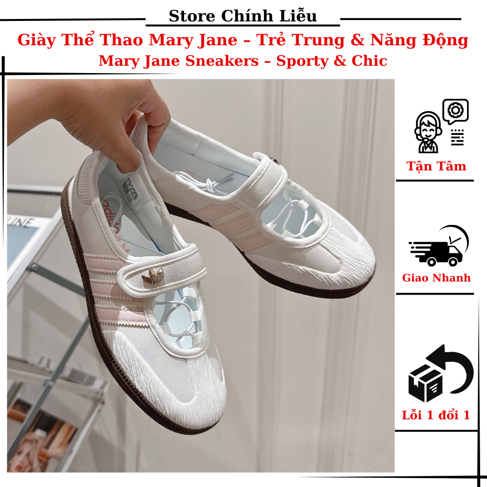 Giày Mary Jane Thể Thao Trắng Hồng – Trẻ Trung & Năng Động – Chính Liễu Store