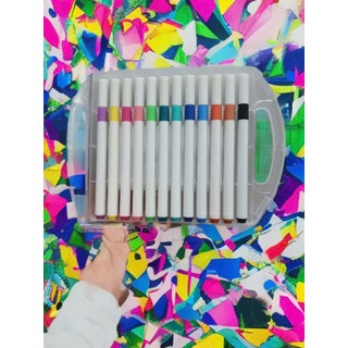  Bút sơn Acrylic Marker ngòi nét nhỏ 12 màu Deli C189-12 - Chống nước vẽ trên mọi chất liệu Tô màu DIY vẽ giày vải chai 