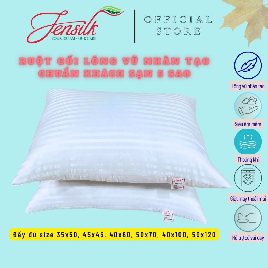 Ruột gối nằm lông vũ nhân tạo cao cấp siêu êm mềm, ruột gối chuẩn khách sạn 5 sao, đủ các size